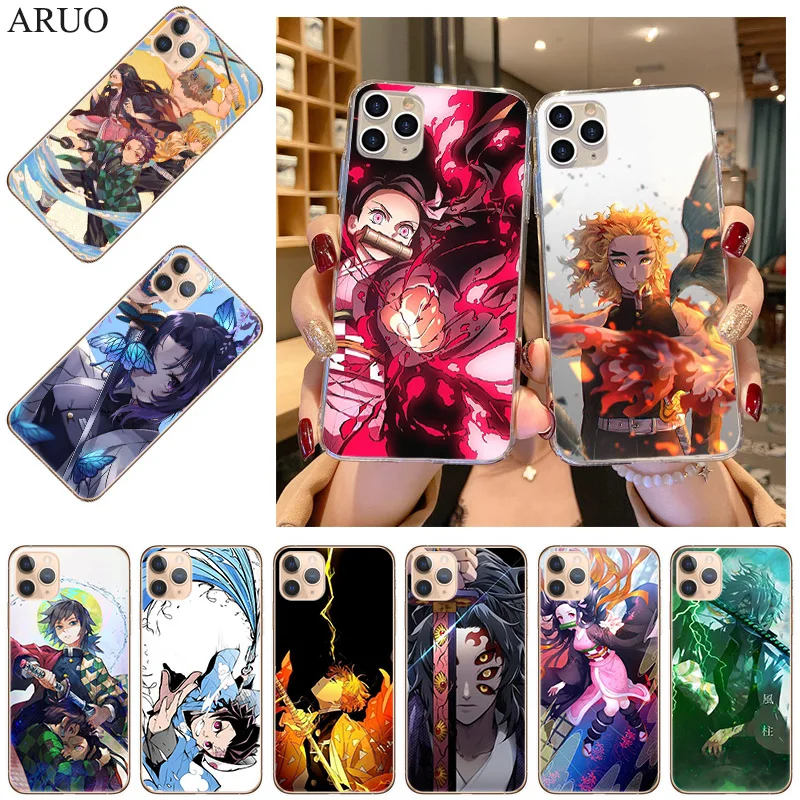 Чехол для телефона iPhone 13 Mini 12 11 Pro XS Max 7 8 6s Plus SE2020 X XR Kimetsu no Yaiba мягкие чехлы из ТПУ с