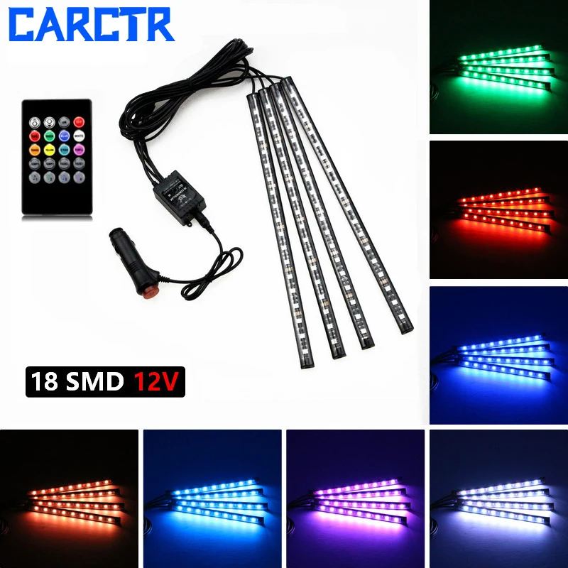 CARCTR 7 цветов светодиодный осветительные полосы звуковых Управление зеленого и