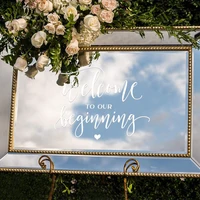 Wedding Party Mirrow Sticker Quote Welcome To Our Beginning Glass Decoration For Cardboard Wooden Frame Vinyl Decal Removable