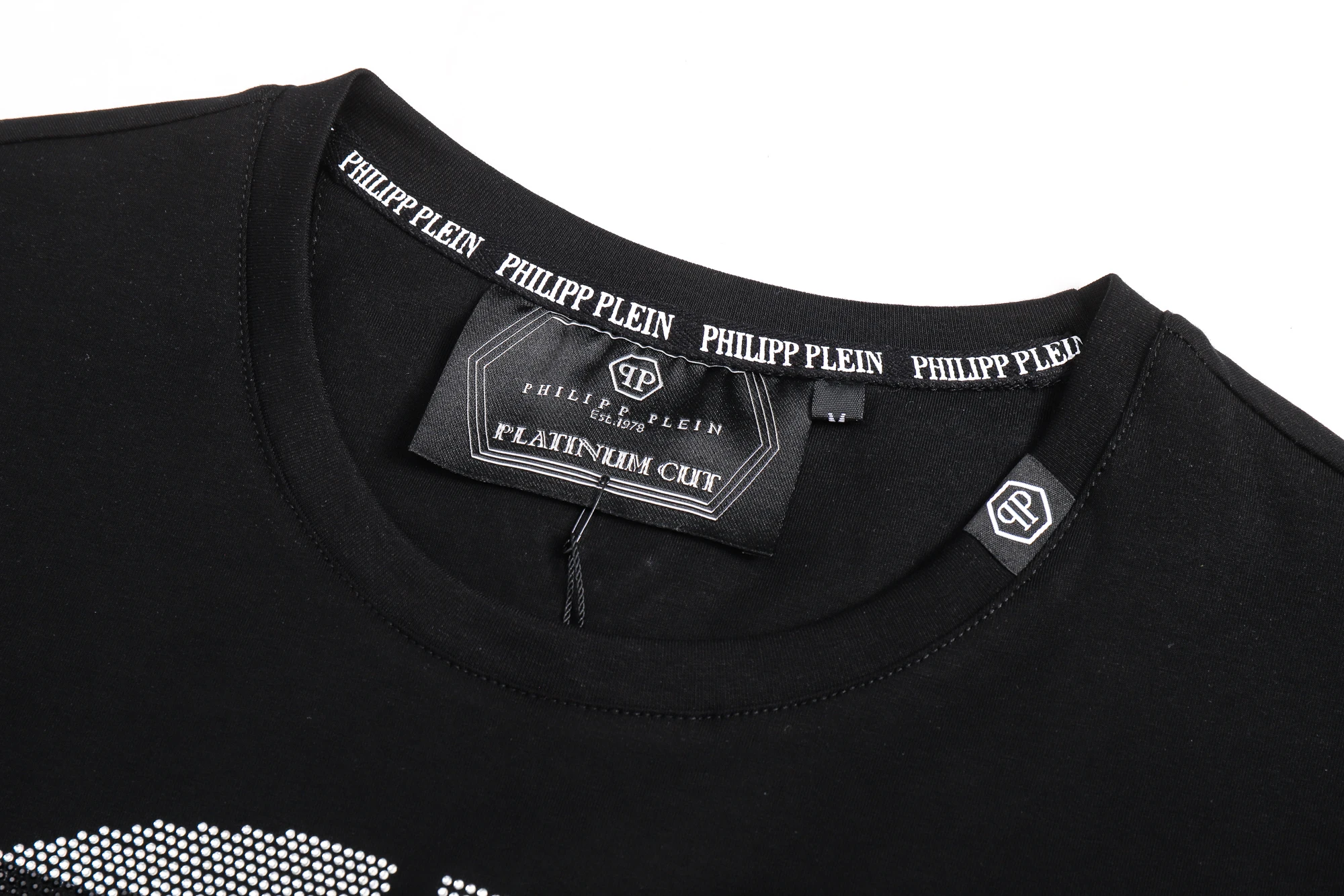 

New Philipp Plein PP Clothes PP Boys' Top Skull Head Hot Drill Cotton Short Sleeves