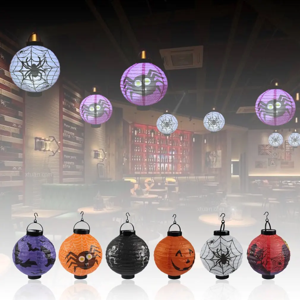 Halloween Lantern Pumpkin Paper Hanging Glowing Lanterns Ghost Festival Bar Party Decorations | Дом и сад