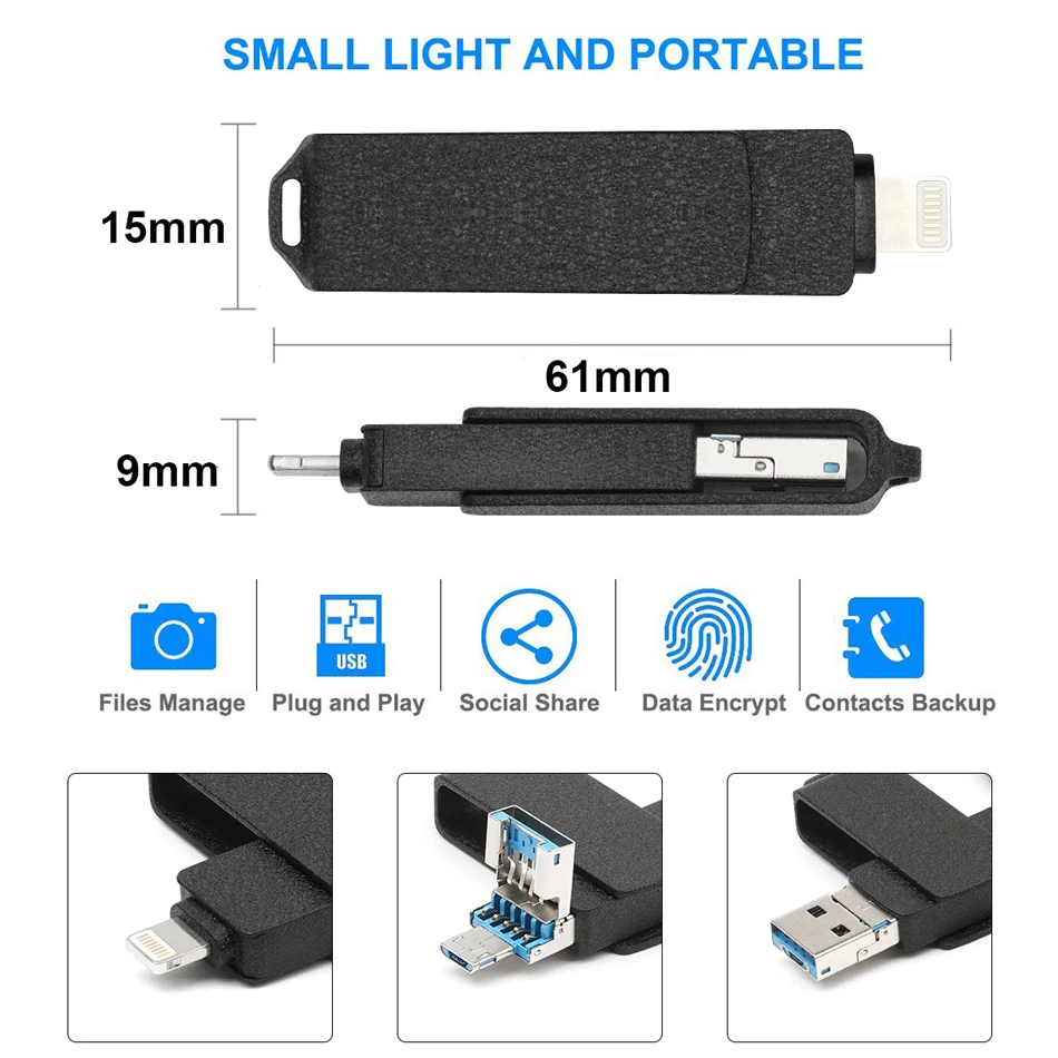 Сверхзвуковой мобильный USB флеш накопитель 3 в 1 из металла frost 128 ГБ 32 64 Гб Флешка