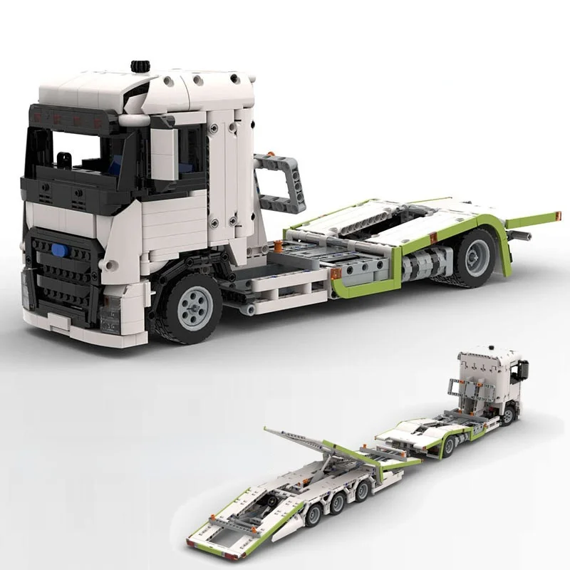 

Moc Bricks Transporter Truck Lengthened Trailer Building Block Technology Assembled Toy Children's Gift Car Loading Model