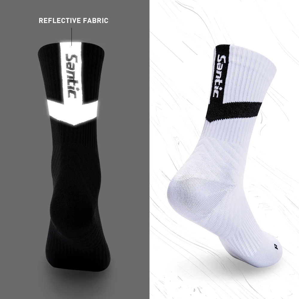 

Santic Men Cycling Socks Reflective Sport Socks Breathable Road Bicycle Sock MTB Outdoor Sports Free Size W0P067