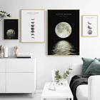 Современные плакаты с изображением фаз Луны и минималистских настенных картин в скандинавском стиле для гостиной и домашнего декора