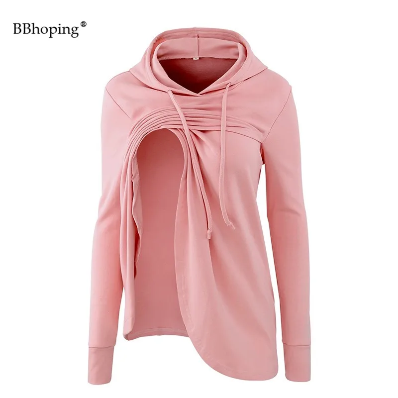 Повседневная серая толстовка для беременных с длинным рукавом и