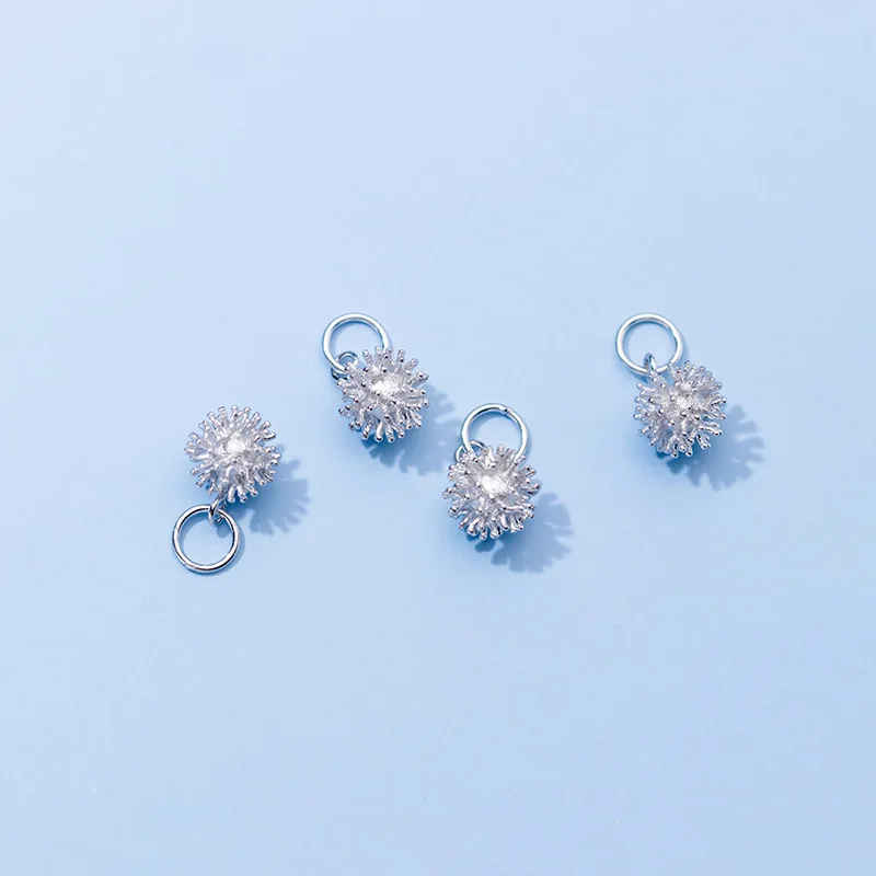 925 Sterling Silver Craftwork Fur Ball Design Small Dangle Charms DIY Jewelry Making Gift Fancy S925 Decoration Pendant | Украшения и