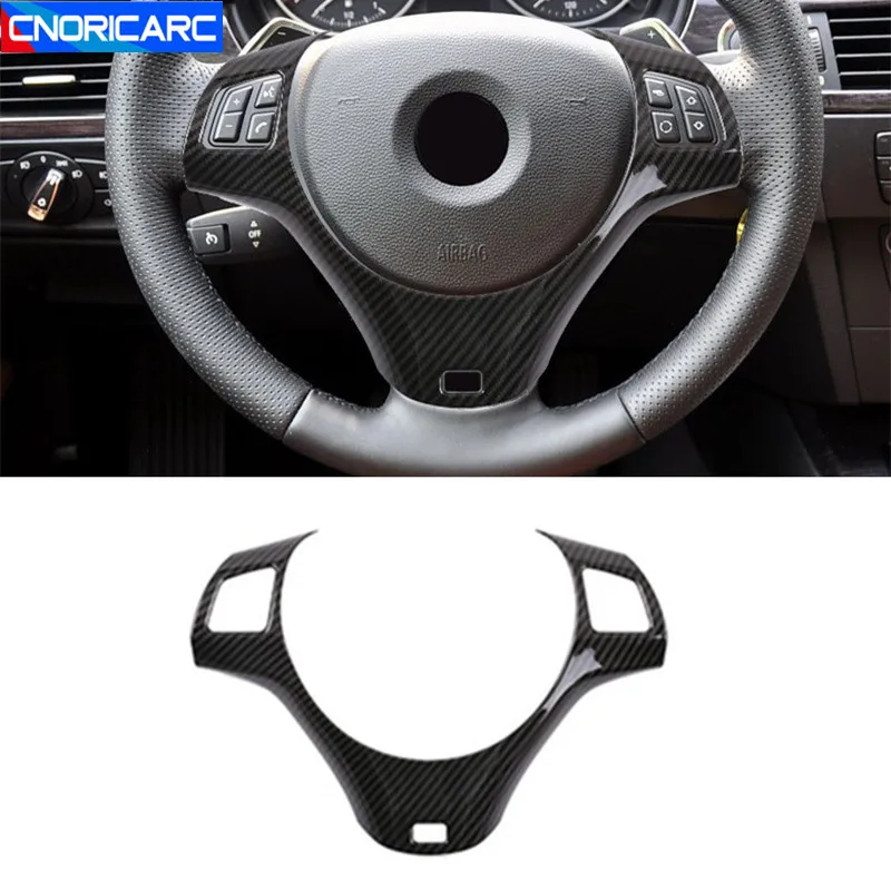 

Carbon Fiber Color Car Steering Wheel Panel Switch Button Cover Frame Trim For BMW E90 3 Series 2005-2012 Interior Accessories