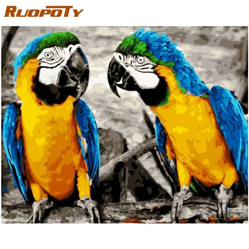 

RUOPOTY Painting By Numbers Animals Parrot Kits Handpainted 40*50cm Art Acrylic wall decor On Canvas Home decor wall room