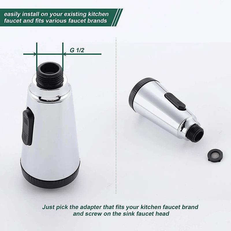 

Kitchen Faucet Pull Out Spray Head Chrome Pull Down Faucet Sprayer Head, Kitchen Faucet Spray Head Replacement Part