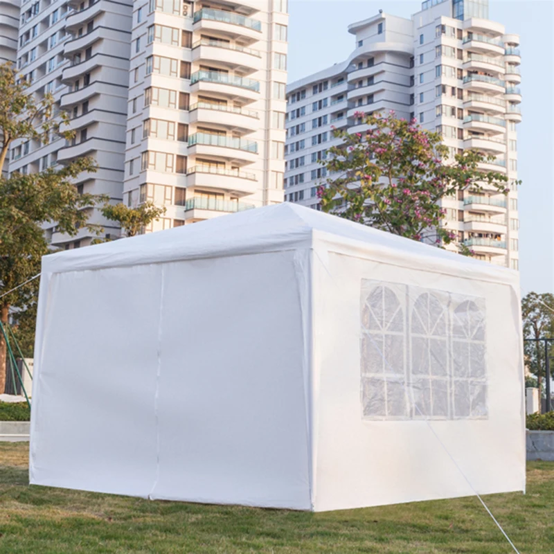 저렴한 3x3m 그레이든 텐트 4 면 휴대용 가정용 방수 텐트 나선형 튜브 흰색 태양 그늘 텐트 홈 파티 캠핑
