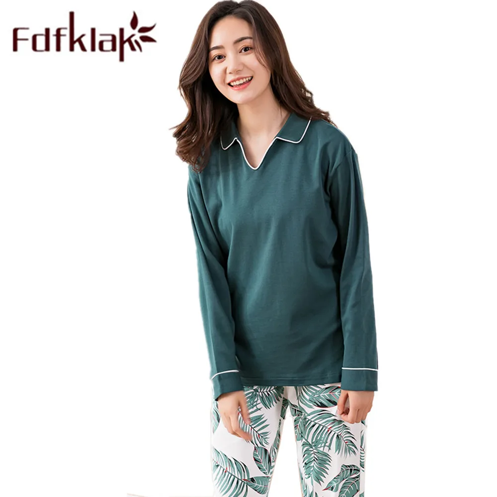 Fdfklak Suit For Pregnant Pyjamas Sleepwear Matternity Clothes Korean Homewear 2020 Spring Autumn Cotton Pregnancy Pijama
