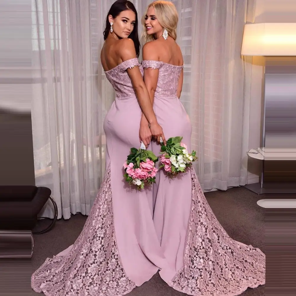 Plus Size Burgundy Bridesmaid Dresses Mermaid Appliques Off The Shoulder Sweetheart Blush Bridal Party Gowns vestido fin de año  Свадьбы