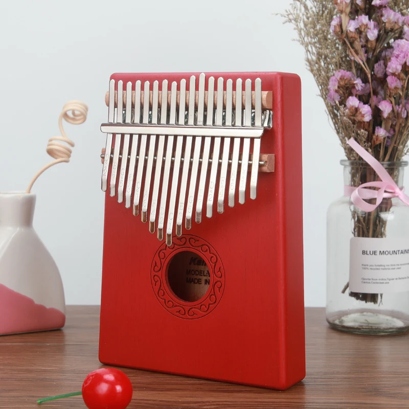 Red Kalimba 17 ключ большого пальца пианино из красного дерева высокого качества древесины Mbira Likembe ударный инструмент Африканский твердый калимбас для детей - Цвет: Red