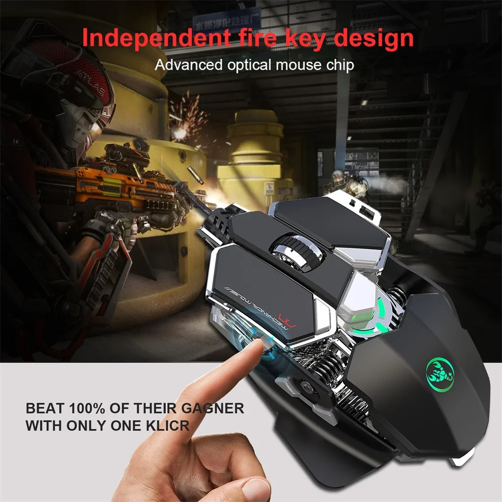 1 х игровая мышь механическое определение игры 9 клавиш USB Проводная Регулируемая