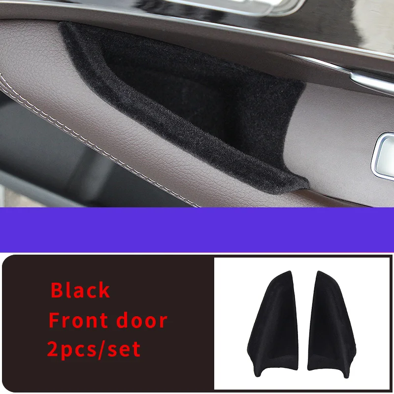 black front 2pcs Дверная коробка для хранения для Mercedes gle w167 gle carbon gle gle 350/amg 450 500e amg ixterior украшения Аксессуары - Название цвета: black front 2pcs
