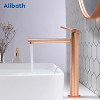high bathroom basin faucet rose goldbrushed taps wash hand face single lever mixer washbasin faucets with hose