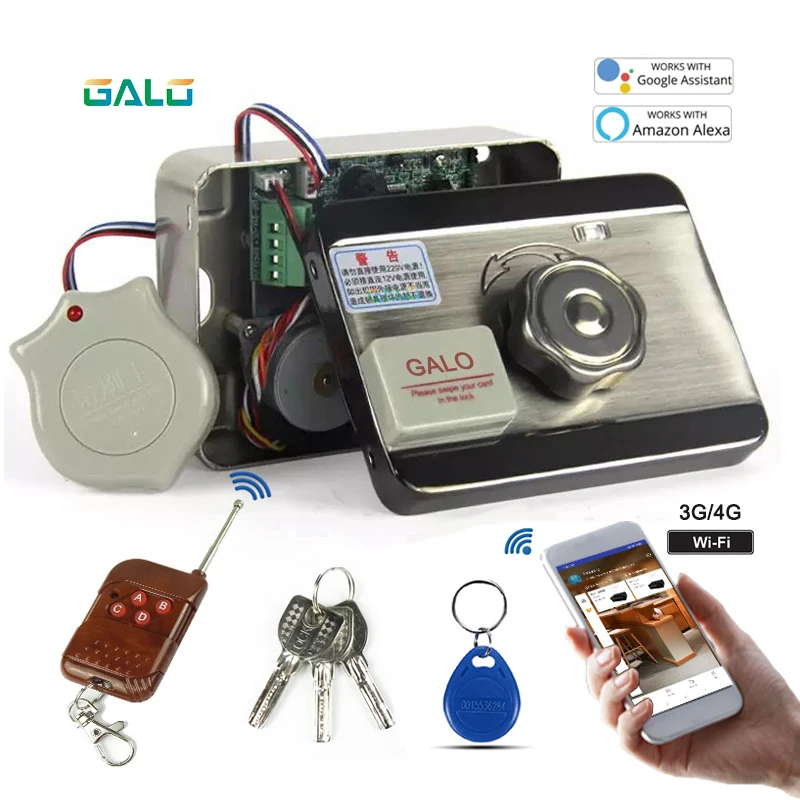 Free Shipping Electric Door & Gate Lock Castle Access Control Electronic Integrated RFID Door Rim Lock Remote Control Optional kinjoin electronic induction door lock intelligent wiring free swipe electronic control lock access control integrated lock