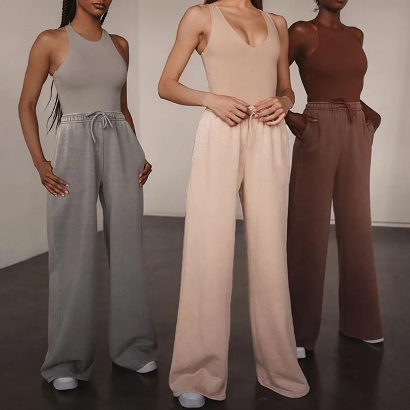 

2021 Summer New Pants Women Casual Fitness Cotton Hight Waist Long Pant Loose Trousers Y2K Style