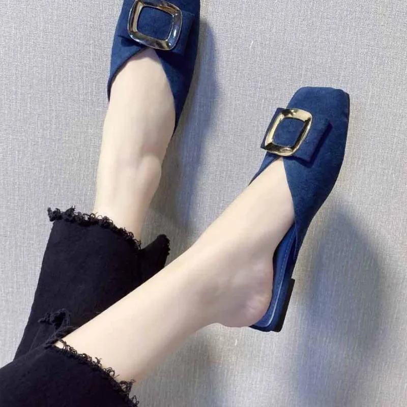 

Slippers Women Fashion Summer Bohemian Square Toe Half Slides Size 35-40