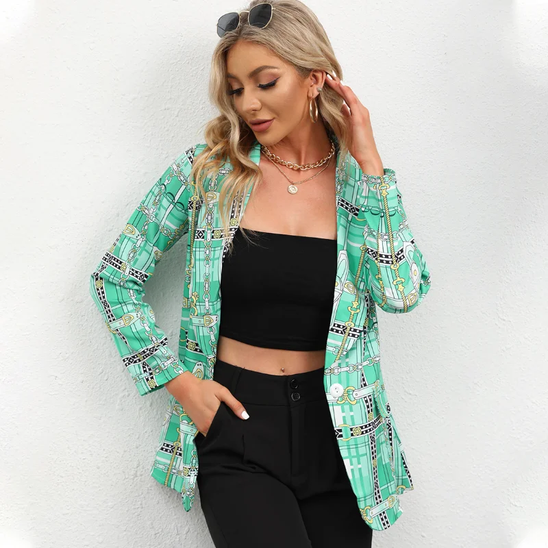 

Женский блейзер с длинным рукавом, с отложным воротником, на пуговицах