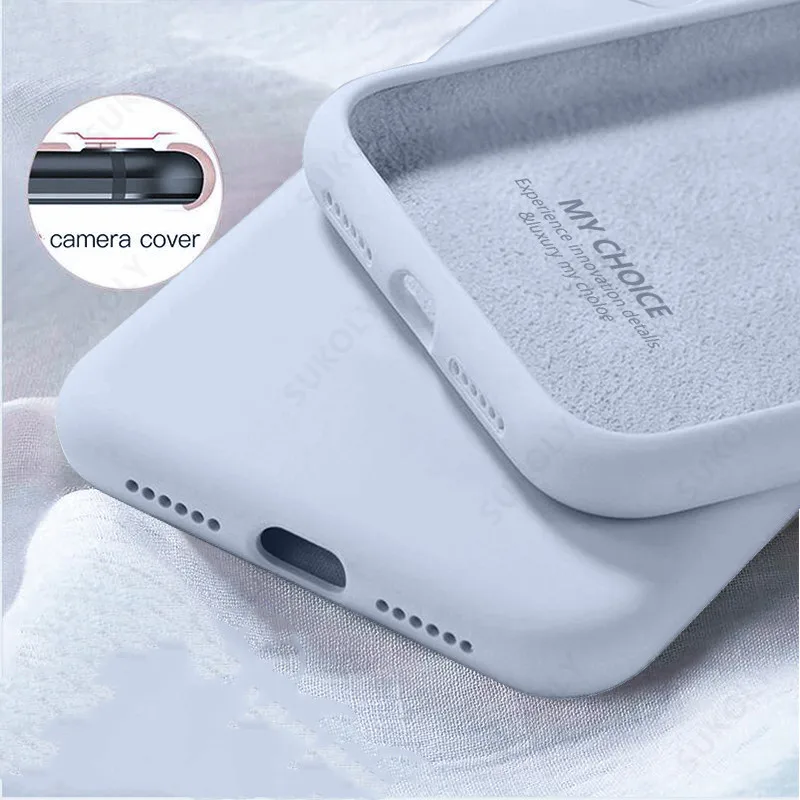 

Luxury Liquid Silicone Case on For iPhone 13 11 12 Pro Max SE 2 2020 XS Max XR X 7 8 6 6S Plus Cover Soft Camera Protection Case