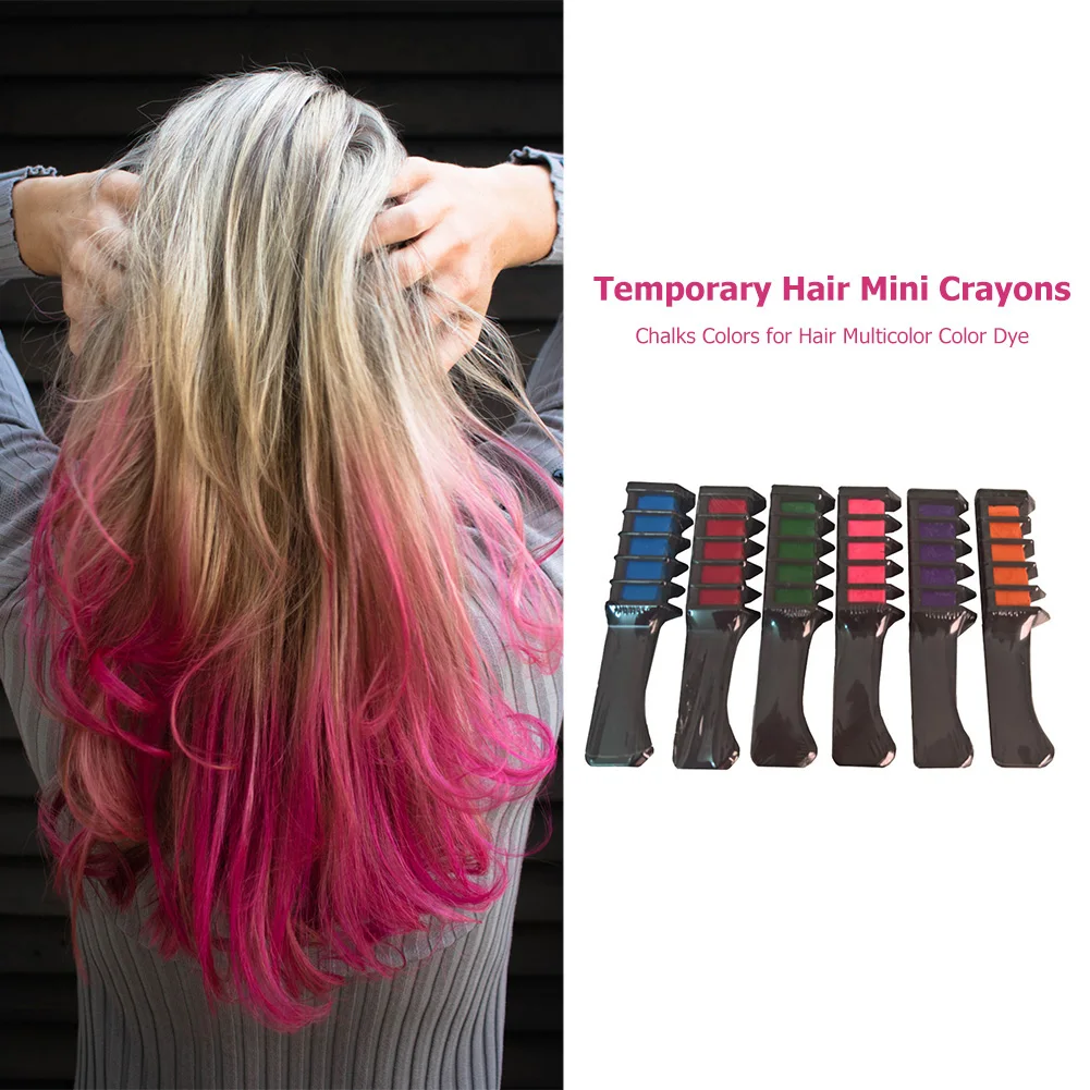 

6 Colors Disposable Hair Color Comb Kits Temporary Salon Hair Dyeing Tools