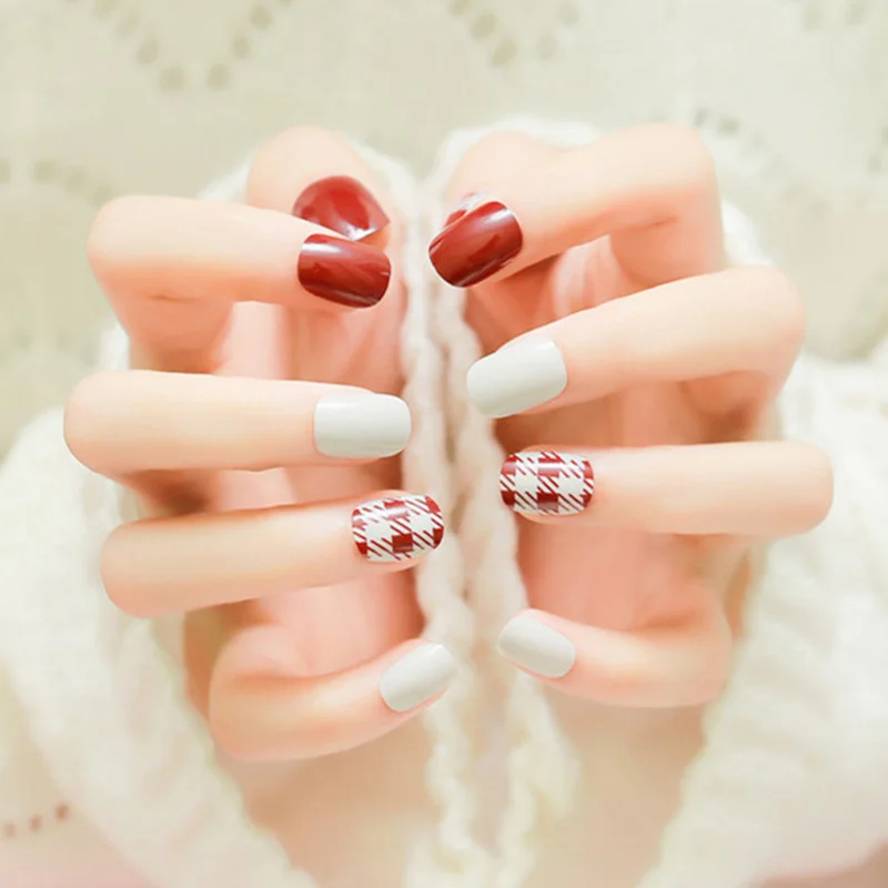 24Pcs/Set False Fake Nails Square Top Finish Designs Finger Nail Art Tips Decor OR88 | Красота и здоровье