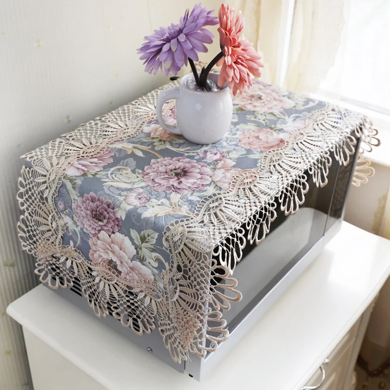 

Lace Hollow Flower Design Microwave Cover Microwave Oven Hood Oil Dust Cover Home Decoration Kitchen Accessories Supplies ZH378