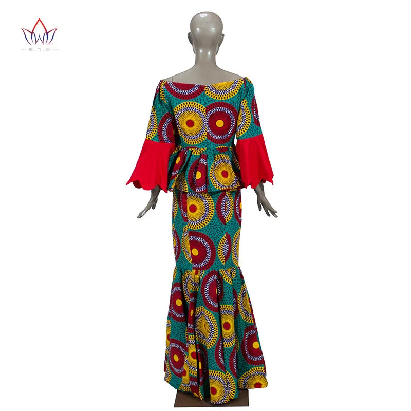 Модные африканские комплекты юбок для женщин Bazin Elegany африканская одежда Дашики цветы традиционная африканская одежда WY3824