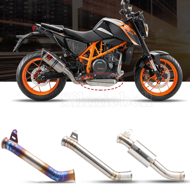 

Titanium alloy Motorcycle Modified For KTM DUKE 690 2012 to 2017 2018 2019 Catalyst Delete Middle Link Pipe Slip-on Eliminator