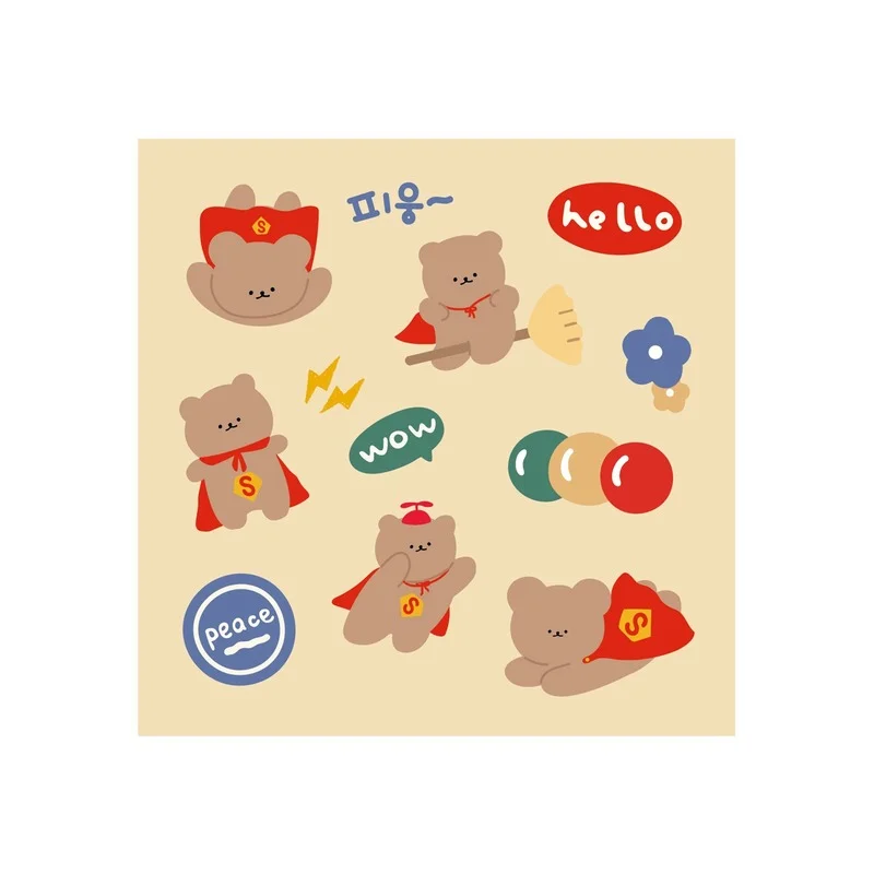 

Kawaii Cartoon Bear Pvc Transparent Waterproof Sticker Diary PDA Girls Diy Decorative Sticker Material Cute Stationery