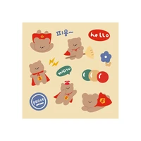 kawaii cartoon bear pvc transparent waterproof sticker diary pda girls diy decorative sticker material cute stationery
