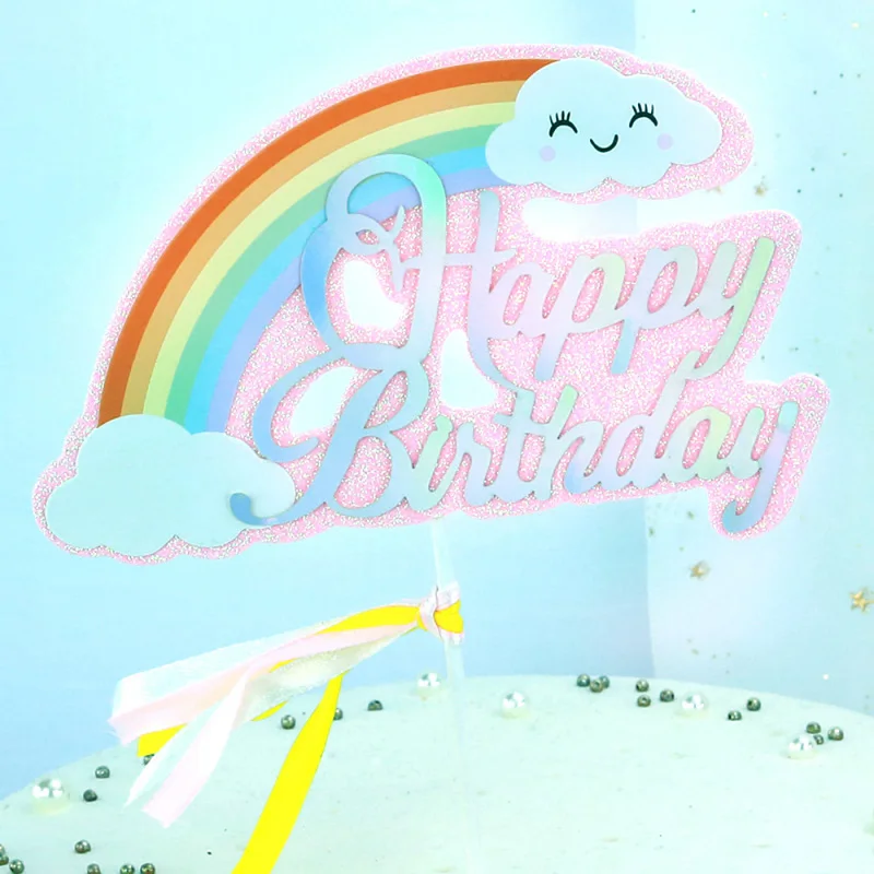 5 шт. радужное облако блестящий Топпер для торта детей товары дня рождения