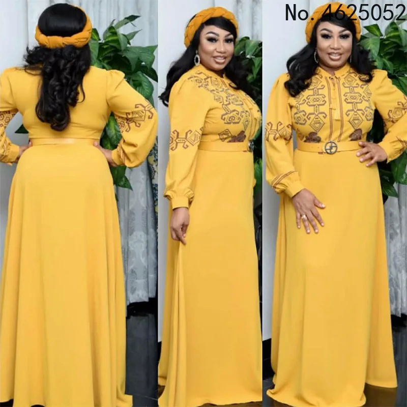 

Африканские платья из полиэстера с принтом для женщин, Осеннее Африканское женское платье с длинным рукавом, африканская одежда для женщин