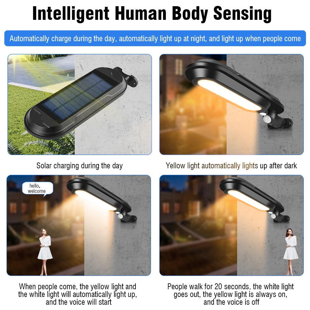 

BORUiT Smart Solar Lamp Waterproof Outdoor Induction Sensor Solar Powered Garden Lights with Voices and Bell Function