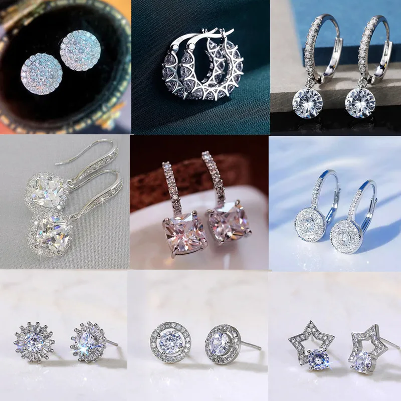 

Серьги-гвоздики женские из серебра 925 пробы с цирконом