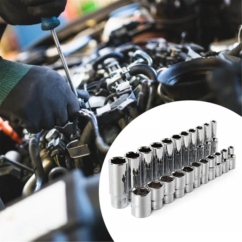 

4-14mm Deep Socket Adapter Torque Wrench 11-piece Ratchet Socket Wrench 50 Long Socket Black Wrench Extension