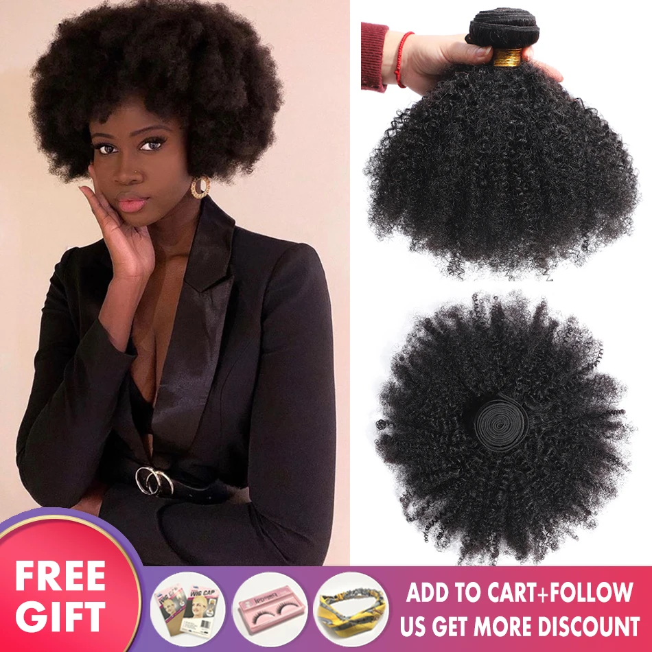 

3pcs Afro Kinky Curly Bundles Malaysian Remy Human Hair Extensions For Black Women Afro Kinky Curly 4B 4C Double Weft 4bundles