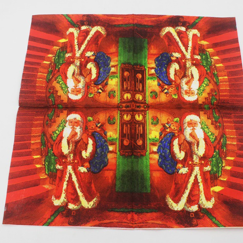 20 листов/мешок салфетки с темой Рождества бумага Санта Клаус печати фестиваль