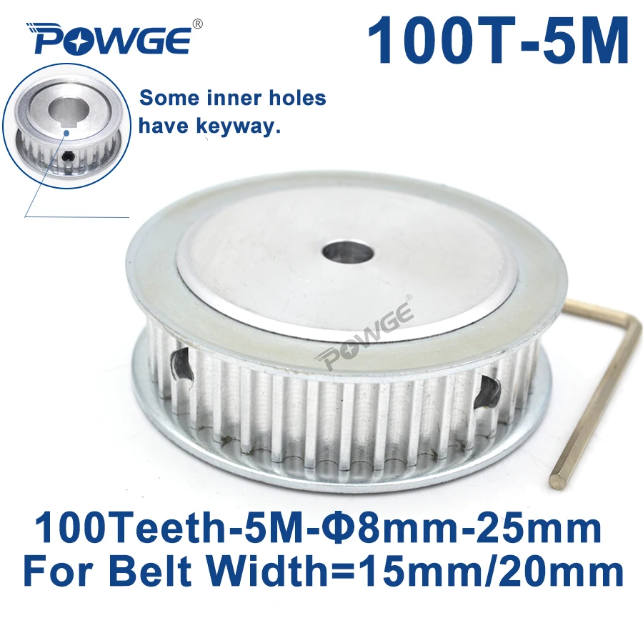 POWGE 100 зубы HTD 5 м Синхронный шкив Диаметр 10/12/15/16/17/19/20/25 мм для Ширина 15/20 HTD5M колеса