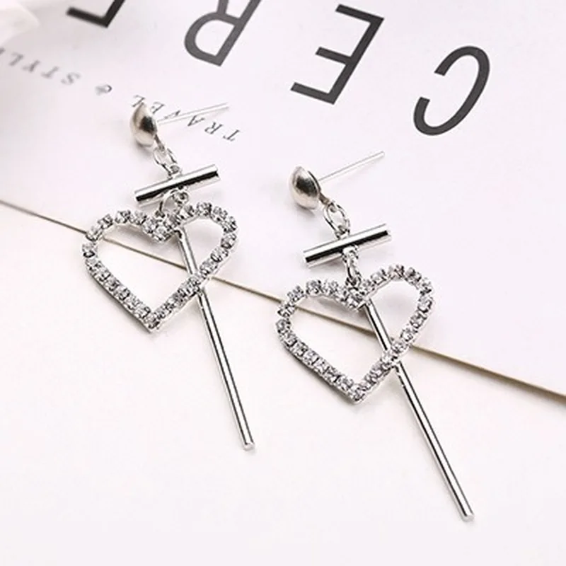 

New Metal Drill Earrings Geometry Love Long Earrings Cross-border Fashion Earrings European Beauty Earrings for Women 2020