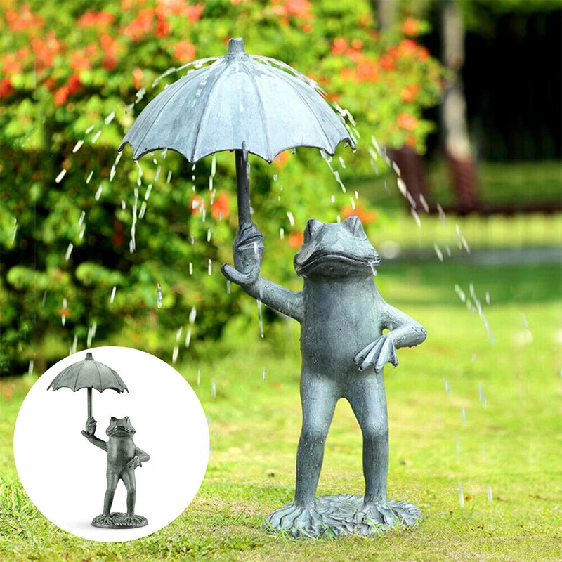 Frogs Umbrella Arts Crafts Resin Does Not Fade Frog Figurine Statues Lawn Decoration Art Ornaments Garden Home Decor Supplies tekken tag tournament 2 play arts kai figurine kazuya mishima j01