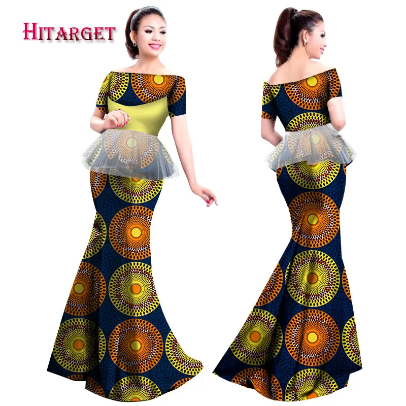 2018 Осенняя африканская женская одежда Комплекты из 2 предметов Дашики Воск Принт