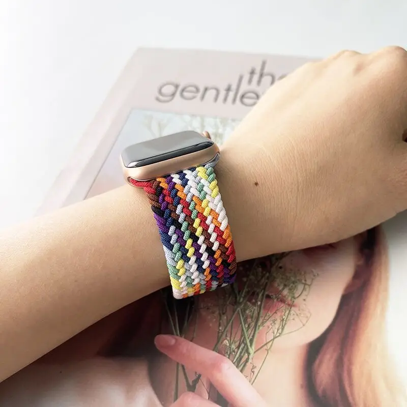 

Braided Solo Loop Strap For Apple Watch Band 42mm 38mm 40mm 44mm Elastic Fabric Bracelet for iWatch SE Series 6 5 4 3 2 1 bands