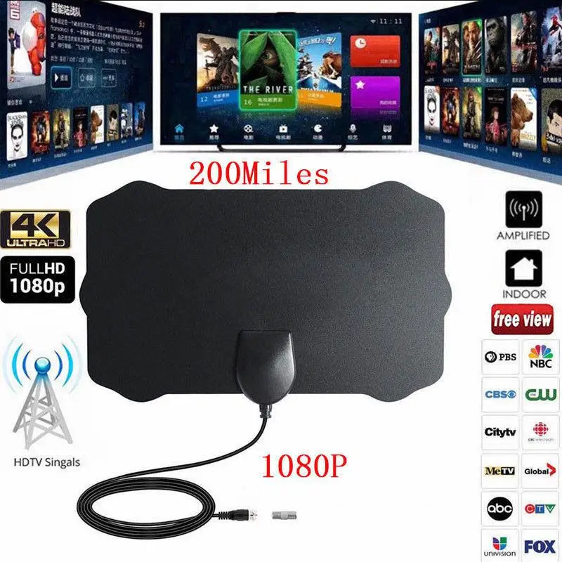 HobbyLane 1080P 200 миль диапазон антенны ТВ цифровая HD Skywire 4K антенна комнатная