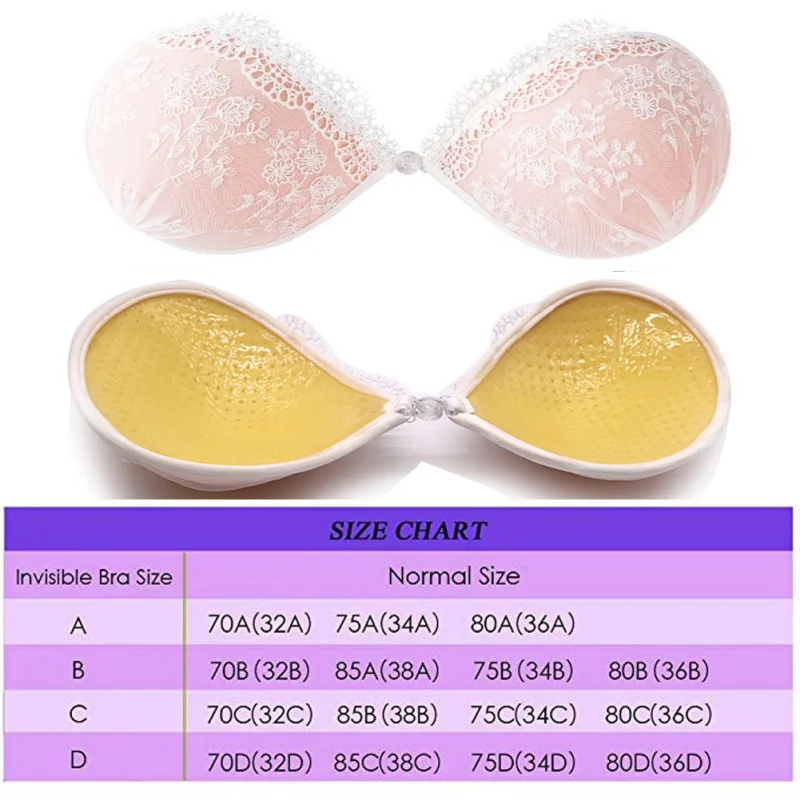 

Reusable Sexy Lace Push Up Bra Lace Floral Invisible Bras For Women Wedding Dresses Seamless Strapless Women's Underwear hot