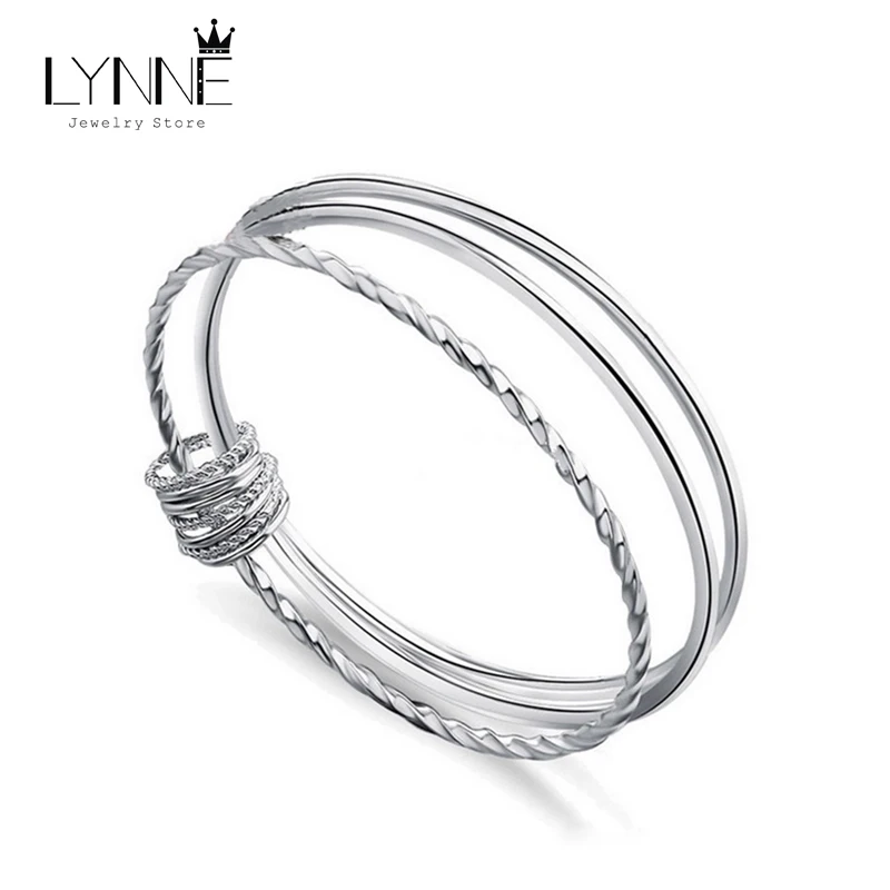 Модный трехслойный тонкий посеребренный браслет изысканный многослойный