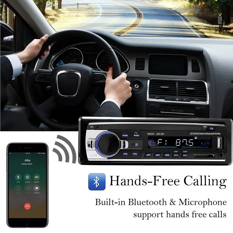 Jus автомобильное радио 1 Din 12V стерео Bluetooth MP3 музыкальный плеер USB вход TF карта