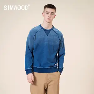 SIMWOOD 2022 Весенние Новые Индиго винтажные толстовки Мужские рукава реглан темное вареное Ретро 360 г плотная ткань Jogger свитшоты